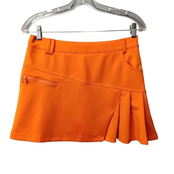 PGM (Pro Golf Masters) Orange Asymmetrical Pleated Golf/Tennis Skort - Size 30 - Picture 1 of 14